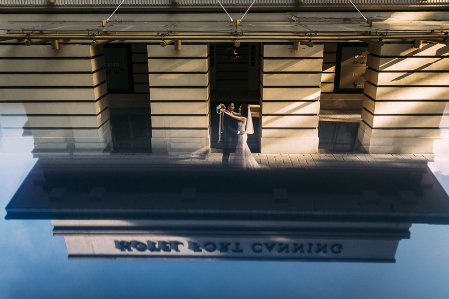 bride and groom at fort canning hotel wedding