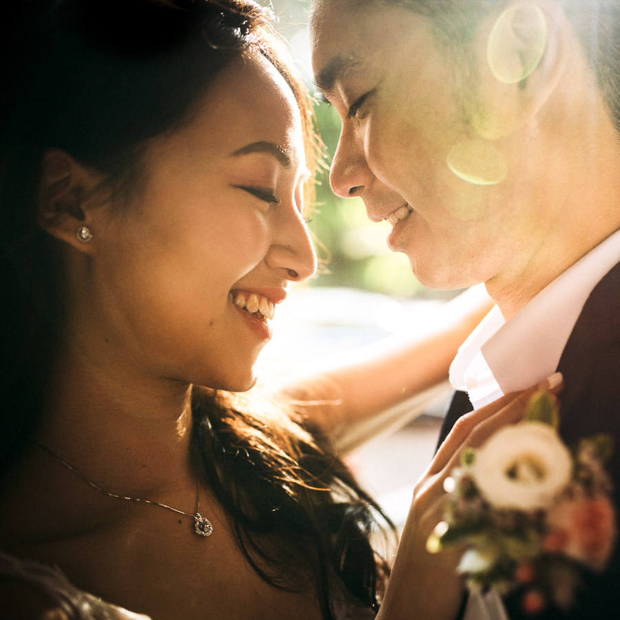 bride and groom at fort canning hotel wedding