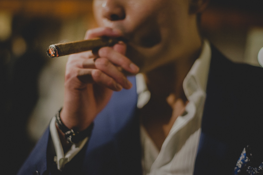 cigar smoking wedding
