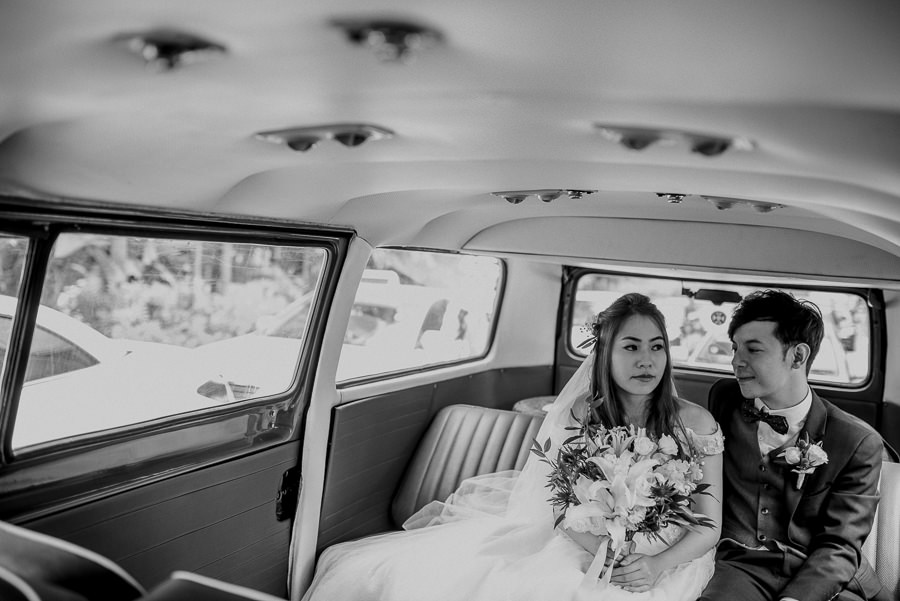 Actual Wedding Day AD with Classic Volkswagen Kombi Van Singapore Wedding Photographer