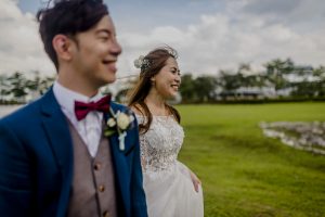 Bride and Groom enjoying a moment. Actual Wedding Day AD Singapore Wedding Photographer